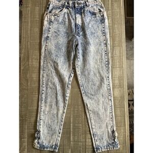 Vintage 80's Chic Acid Wash Blue jeans 27x27 Tapered Leg Mom Jeans 2 Pocket